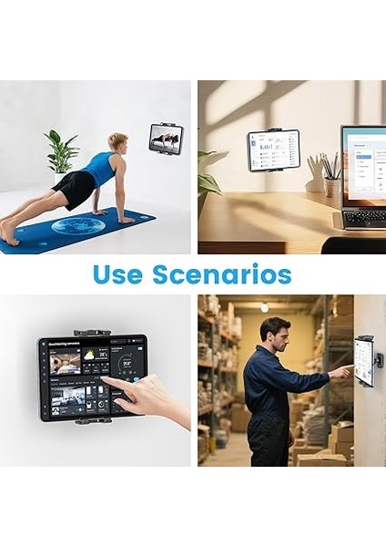4,7-13 Inç Tablet Akıllı Telefon Eokuyucu Için Evrensel Tablet Duvar Montaj Tutucu, Ipad, Iphone, Kindle Fire Hd, Galaxy Tab, Switch, Delinmiş Vidalı Montaj ile Uyumlu 360° Ayarlama fırsatları