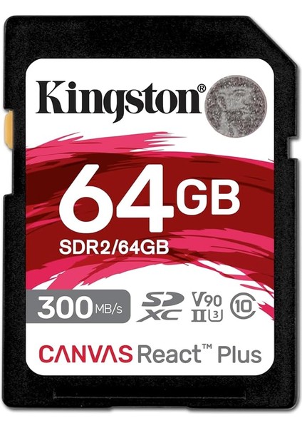 Canvas React Plus 64GB Sdxc Hafıza Kartı Uhs-Iı 300R/260W U3 V90 Full Hd/4k/8k - SDR2/64GB Için