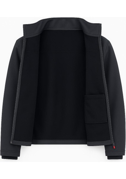 Erkek Içi Polarlı, Şapkası Çıkarılabilir Su ve Rüzgar Geçirmez Softshell spor mont