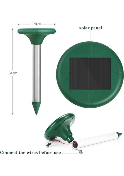 Dualpest Solar Ultrasonik Yılan, Köstebek, Fare, Kemirgen Hayvan Kovucu, 2 Adet, Su Geçirmez, Ultrasonik, Güneş Hücreli indirimleri