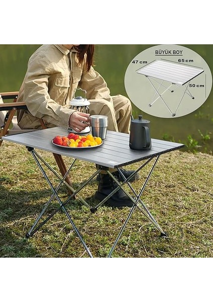 Full Alüminyum Katlanır Kamp Masası, Piknik, Bbq, Balıkçılık, Doğa Aktiviteleri, Plaj Için Kolay Taşınabilir Kompakt Outdoor Ultra Hafif Kamp Masası Büyük Boy - Gümüş fırsatları