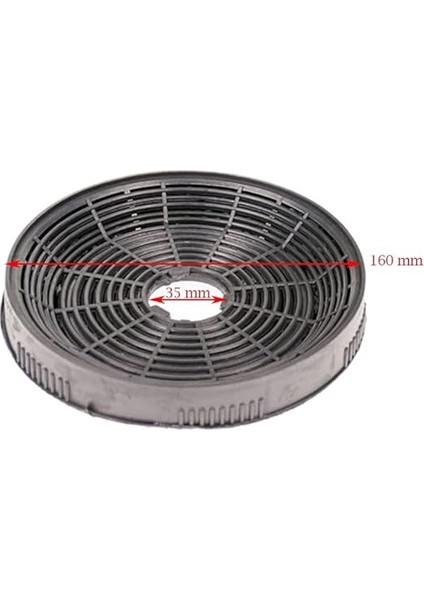 2li Davlumbaz Karbon Filtresi 16CM Çap, Silverline, Lanova, Esty,kumtel ile Uyumlu modelleri