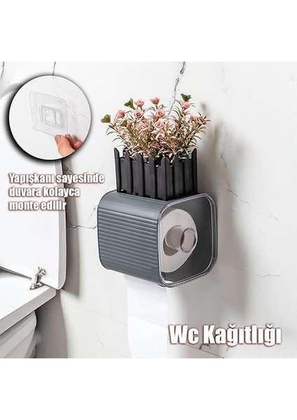 Yapışkanlı Banyo Tuvalet Kağıtlığı Wc Peçetelik Kağıtlık Tutucu Tuvalet Kağıt Organizeri (Antrasit) fiyatları