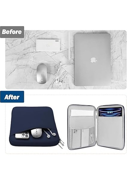 12.9 Inch Tablet Sleeve Bag, Compatible With 13 Inch New iPad Pro M4 & Air M2 2024, iPad Pro 12.9 Inch M2&m1, Galaxy Tab S8+/s9+ 12.4", Waterproof Bag Carrying Case With Pocket, Dark Blue fırsatları