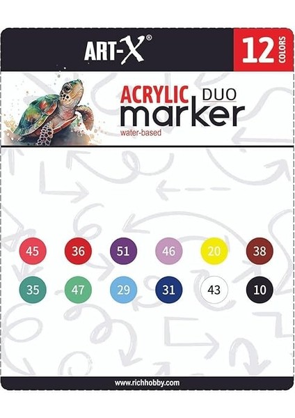 Art-X Akrilik Marker Çift Taraflı Profesyonel Kalem Seti 12 Li 8682374180575 modelleri