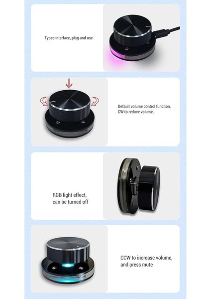 Hacim Kontrol Düğmesi, Pc Bilgisayar Hoparlörü Hacim Kontrol Ses Harici Hacim Kontrol Düğmesi Rgb Işığı, Android Için Ses Denetleyicisi indirimleri