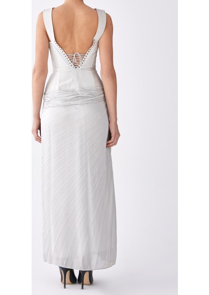 Taş Detaylı Uzun Nikah Elbisesi Beyaz K0745113_002 fiyatları