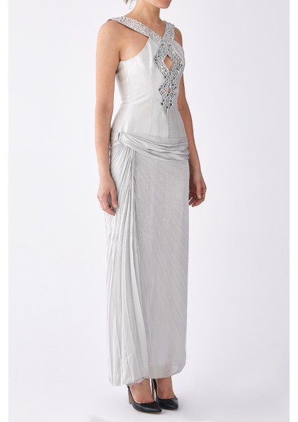 Taş Detaylı Uzun Nikah Elbisesi Beyaz K0745113_002 modelleri