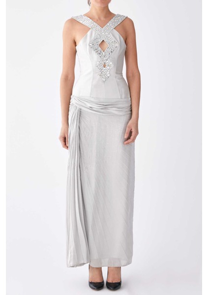 Taş Detaylı Uzun Nikah Elbisesi Beyaz K0745113_002 fırsatları