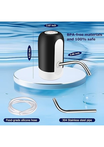 Taşınabilir Su Şişesi Pompası, 5 Galon Evrensel Şişe Elektrikli Su Sebili, Anahtarlı ve USB Şarjlı, Kamp, Mutfak, Atölye, Garaj (Siyah) modelleri