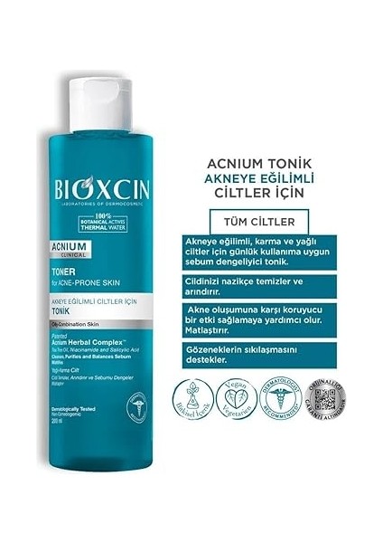 Acnium Tonik 200 ml Clinical Vegan Akneye Eğilimli Ciltler Için fiyatları