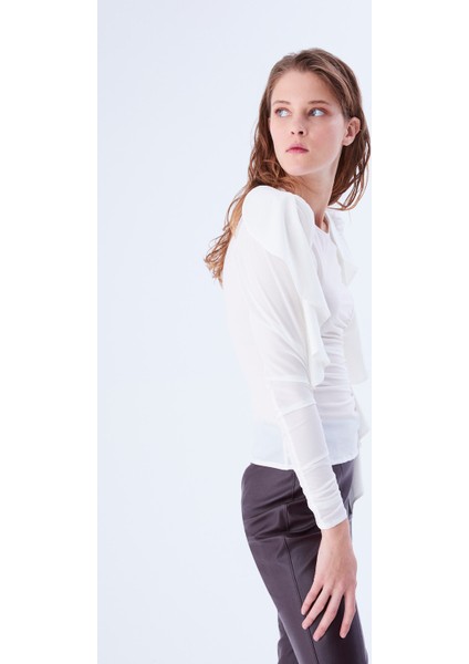 Fırfır Ve Büzgü Detaylı Bluz Kemik K2113045_019