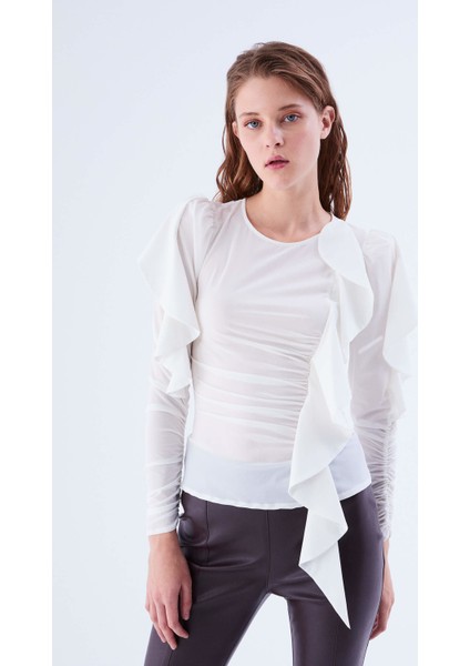 Fırfır Ve Büzgü Detaylı Bluz Kemik K2113045_019 fiyatları