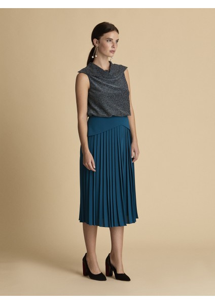 Bel Detaylı Etek Petrol K1915062_010 fiyatları