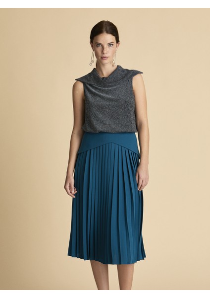 Bel Detaylı Etek Petrol K1915062_010 modelleri