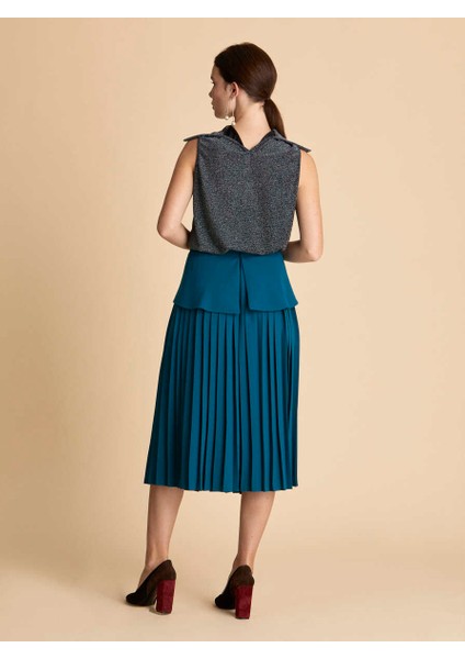 Bel Detaylı Etek Petrol K1915062_010 fırsatları