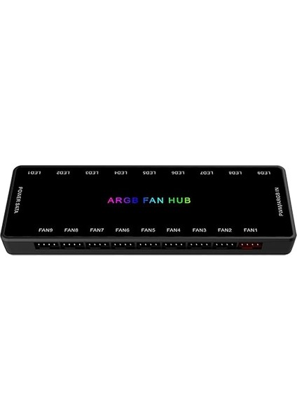 Pwm Fan Hub, Adressable 5V 3pin Argb & 12V 4pin Pwm 2'si 1 Arada Rgb Kasa Fan Hub, Gizli Manyetik Tabanlı ve Sata Power 18 Bağlantı Noktası, 9 Bilgisayar Cpu Fan Dağıtıcısını Destekler