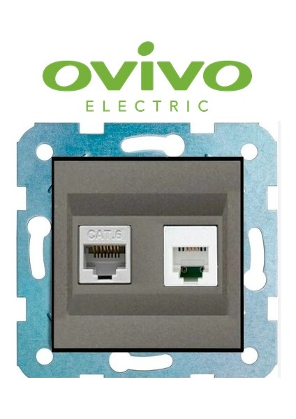 Antrasit Data Pirizi Jaksız Cat6 Çerçevesiz Grano - Priz ve Anahtar Için Uyumlu Çerçeve fiyatları