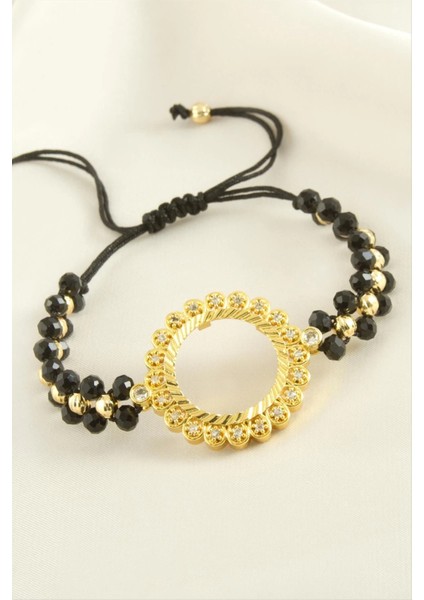 Çeyrek Altın Koyulabilir Kristal Taşlı Bileklik