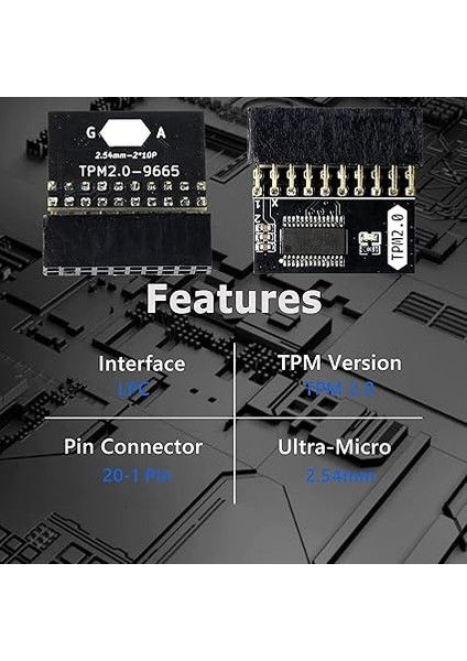 Tpm 2.0 Encryption Security Module, 20PIN 2 10P Standalone Crypto Processor Tpm 2.0 Module For WIN11 For Gigabyte For Us modelleri