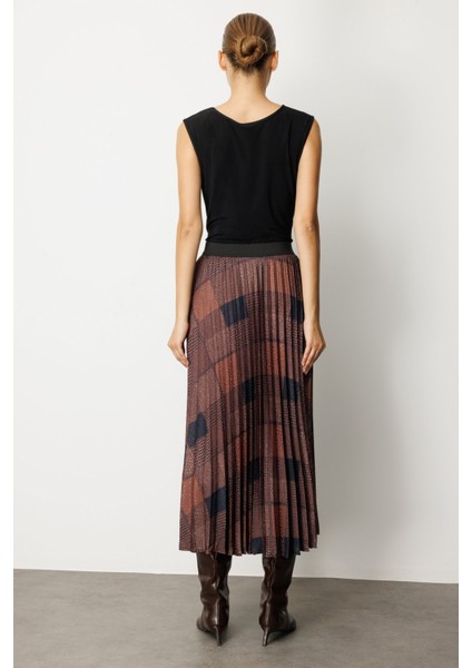 Desenli Piliseli Etek Kahve 02045 modelleri