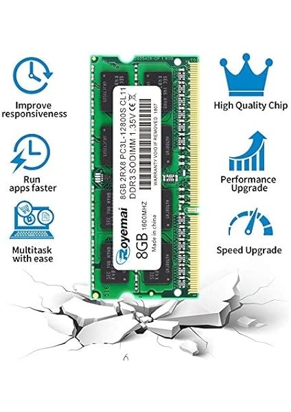 Duomeıqı 8gb DDR3L 1600MHZ PC3-12800 1.35V 2rx8 Dual Rank 204 Pin CL11 Tamponsuz Non-Ecc Sodımm Dizüstü Bilgisayar/not Defteri Bellek Modülü Yükseltme fiyatları