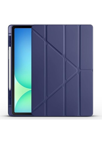 Galaxy ile Uyumlu Tab S10 Fe Plus Kılıf Zore Tri Folding Kalem Bölmeli Standlı Kılıf Lacivert fiyatları