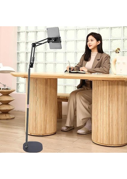 iPad Uyumlu Tablet Tutucu Ayarlanabilir Zemin Standı, Tablet Zemin Standı Siyah Geniş Uyumluluk Ellerinizi Ev Için Serbest Bırakın 155CM Siyah Renk 155-BLACK (155-BLACK)