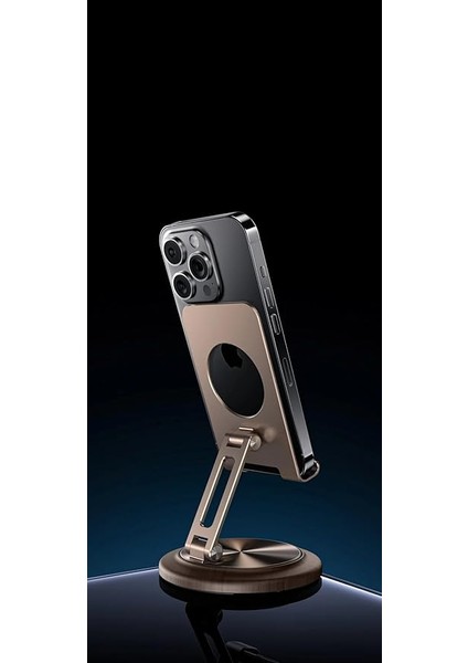 Profesyonel Tok Aliminyum Stand Ahşap Tabanlı Business Model A Sınıfı Malzeme Döner Tablet Telefon Standı Masaüstü Stand Katlanabilir Cep Telefon Tutucu (JR-H102 - Rose Gold) fiyatları