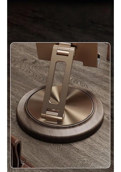 Profesyonel Tok Aliminyum Stand Ahşap Tabanlı Business Model A Sınıfı Malzeme Döner Tablet Telefon Standı Masaüstü Stand Katlanabilir Cep Telefon Tutucu (JR-H102 - Rose Gold) modelleri