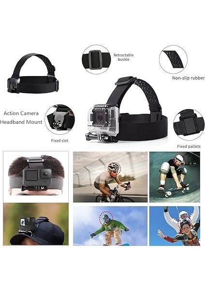 4'ü 1 Arada Aksiyon Kamerası Aksesuar Kiti Gopro Hero 13 12 11 10/ Akaso Brave 4 Pro/cooau/djı Osmo Action 4 5 PRO/SJCAM/INSTA360 ile Uyumlu Göğüs Koşum Kafa Bandı fiyatları