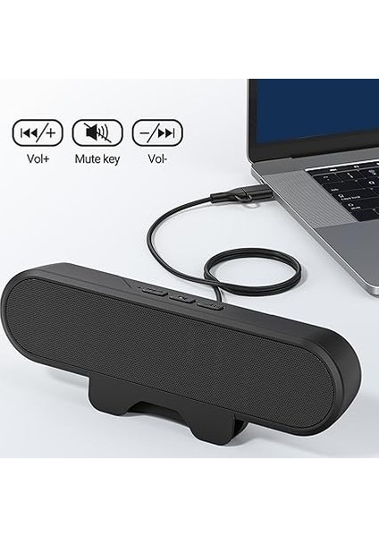 Pc Için Bilgisayar Hoparlörleri, Stereo Yüksek Sesle Pc Hoparlöründe Kablolu Monitör Hoparlörleri Klips, Ses Kontrolü (Usb A Ila USB C Adaptörü Dahil) modelleri