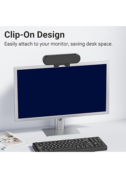 Pc Için Bilgisayar Hoparlörleri, Stereo Yüksek Sesle Pc Hoparlöründe Kablolu Monitör Hoparlörleri Klips, Ses Kontrolü (Usb A Ila USB C Adaptörü Dahil) fırsatları