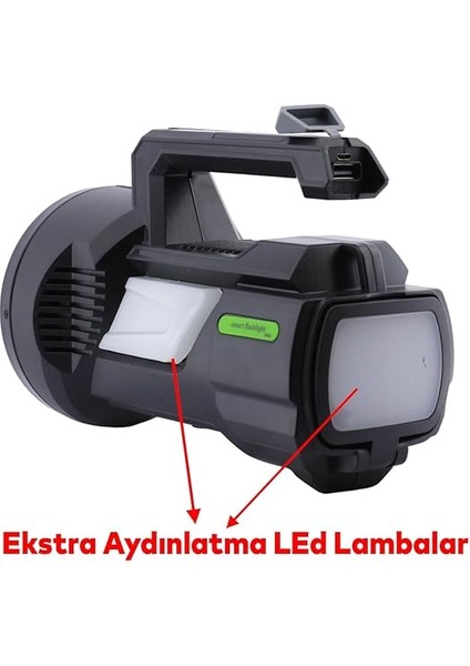 Şarjlı Çok Fonksiyonlu Sarj Edilebilir Projektör Fener LED El Lambası Feneri 5W 4800 Mah Beyaz Işık modelleri