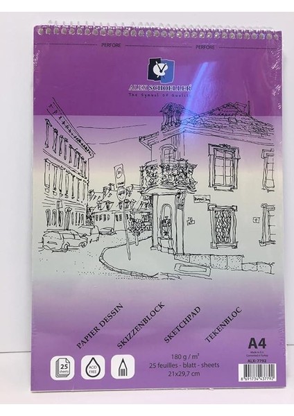 Schoeller Spiralli Çizim Defteri 180 G 25 Yaprak A4