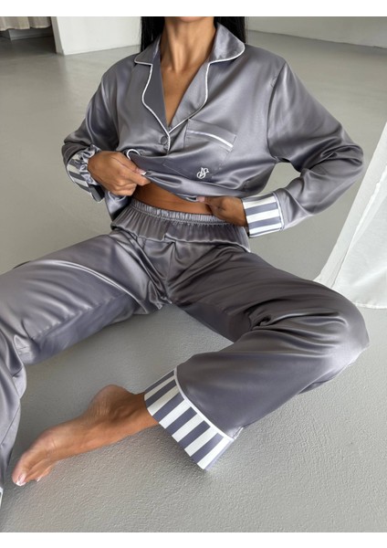 Vs Klasik Saten Pijama Takımı Gri indirimleri