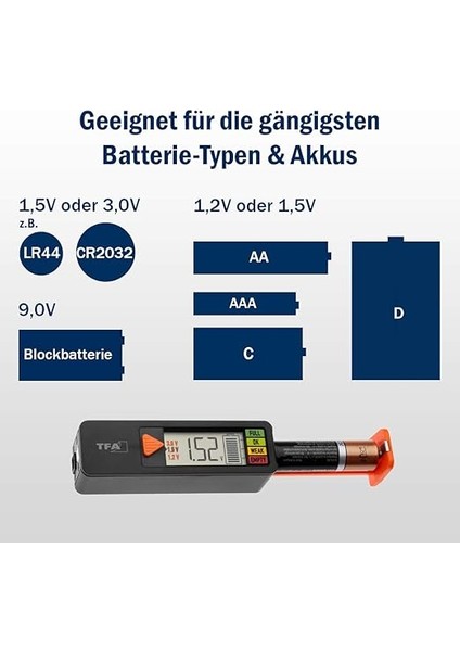 Dostmann Pil Test Cihazı Batterycheck, 98.1126.01, Piller ve Aküler Için (Aaa,aa,c, D), Düğme Pil, Blok Pil, Şarj Durumu/volt Göstergesi, Kolay ve Hızlı, Siyah fiyatları