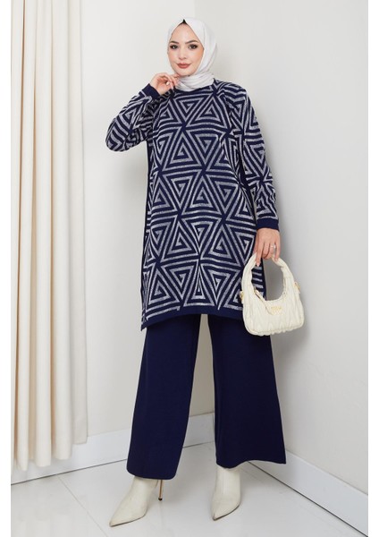 Simli Triko Tunik Pantolon Takım