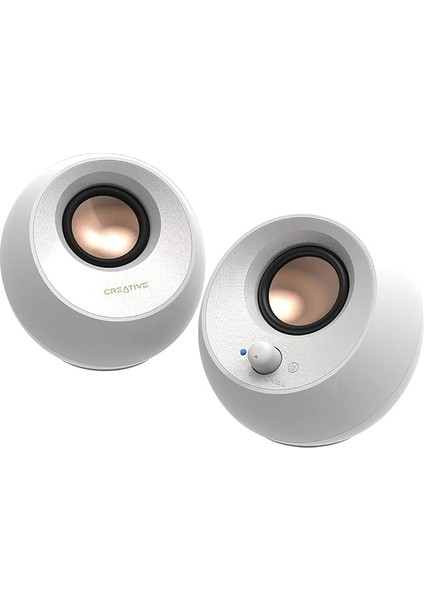 Pebble V3 Minimalist 2.0 Usb-C Masaüstü Hoparlör, USB Sesli, Şeffaf Diyalog, Bluetooth 5.0, 16 W Tepede 8 W Sine Power, Usb-A Dönüştürücü Dahil (Beyaz)