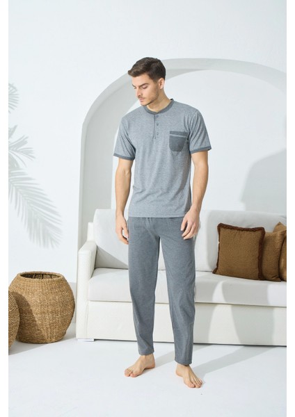 Kocabey 9501 Erkek Midi Yaka Kısa Kol Pijama Takım