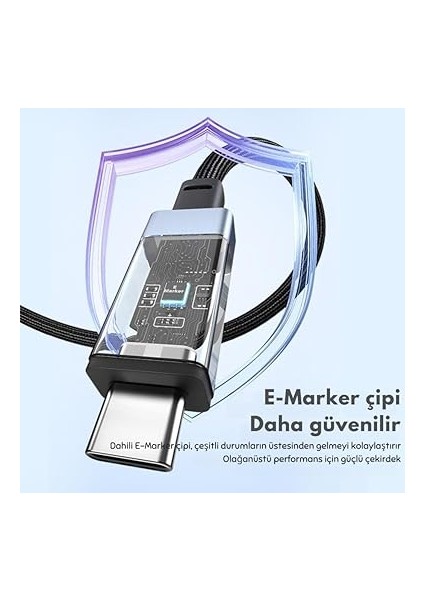 Jasoz 2 Metre 240W 4.0 Thunderbolt Type-C To Type-C Şarj, Data ve 8k 60Hz Görüntü Aktarım Kablosu indirimleri