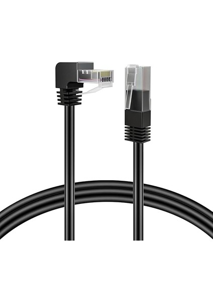 Cat6 Ethernet Kablosu (Yukarı Doğru Dik Açılı, 3 Ft) RJ45 90 Derece Ağ Bağlantısı 500 Mhz 10 Gigabit Altın Kaplama Yama Fişi Lan Kablosu Ps4 Fire-Stick Xbox One Smart Tv Oyun ve Bilgisayar Için