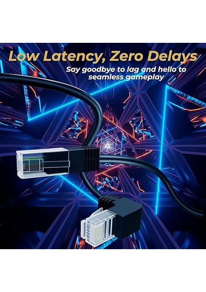 Cat6 Ethernet Kablosu (Yukarı Doğru Dik Açılı, 3 Ft) RJ45 90 Derece Ağ Bağlantısı 500 Mhz 10 Gigabit Altın Kaplama Yama Fişi Lan Kablosu Ps4 Fire-Stick Xbox One Smart Tv Oyun ve Bilgisayar Için fiyatları