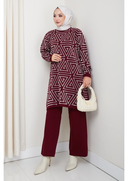 Simli Triko Tunik Pantolon Takım