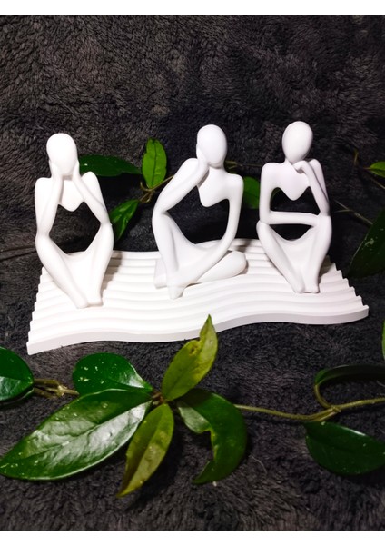 3'lü Düşünen Insan Figür – Minimal Dekoratif 4'lü Set
