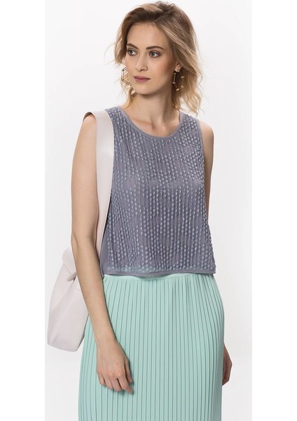 Sırt Detaylı Kadın Bluz Gri Y1713120_004