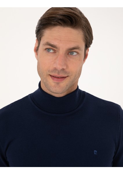 Erkek Açık Lacivert Slim Fit Balıkçı Yaka Basic Triko Kazak 50314202-VR059 fiyatları