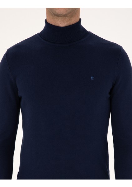 Erkek Açık Lacivert Slim Fit Balıkçı Yaka Basic Triko Kazak 50314202-VR059