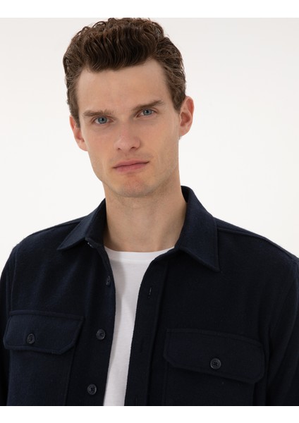 Erkek Lacivert Comfort Fit Uzun Kollu Gömlek 50316739-VR033 fiyatları