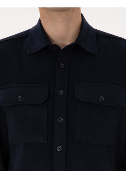 Erkek Lacivert Comfort Fit Uzun Kollu Gömlek 50316739-VR033